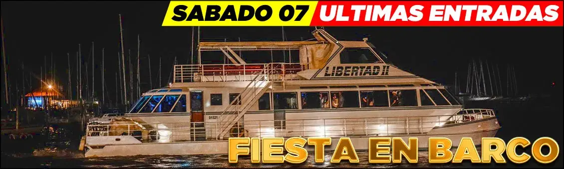 Fiesta en barco Catamarán Libertad zarpando desde el Puerto de Olivos, cena show, fiestas temáticas